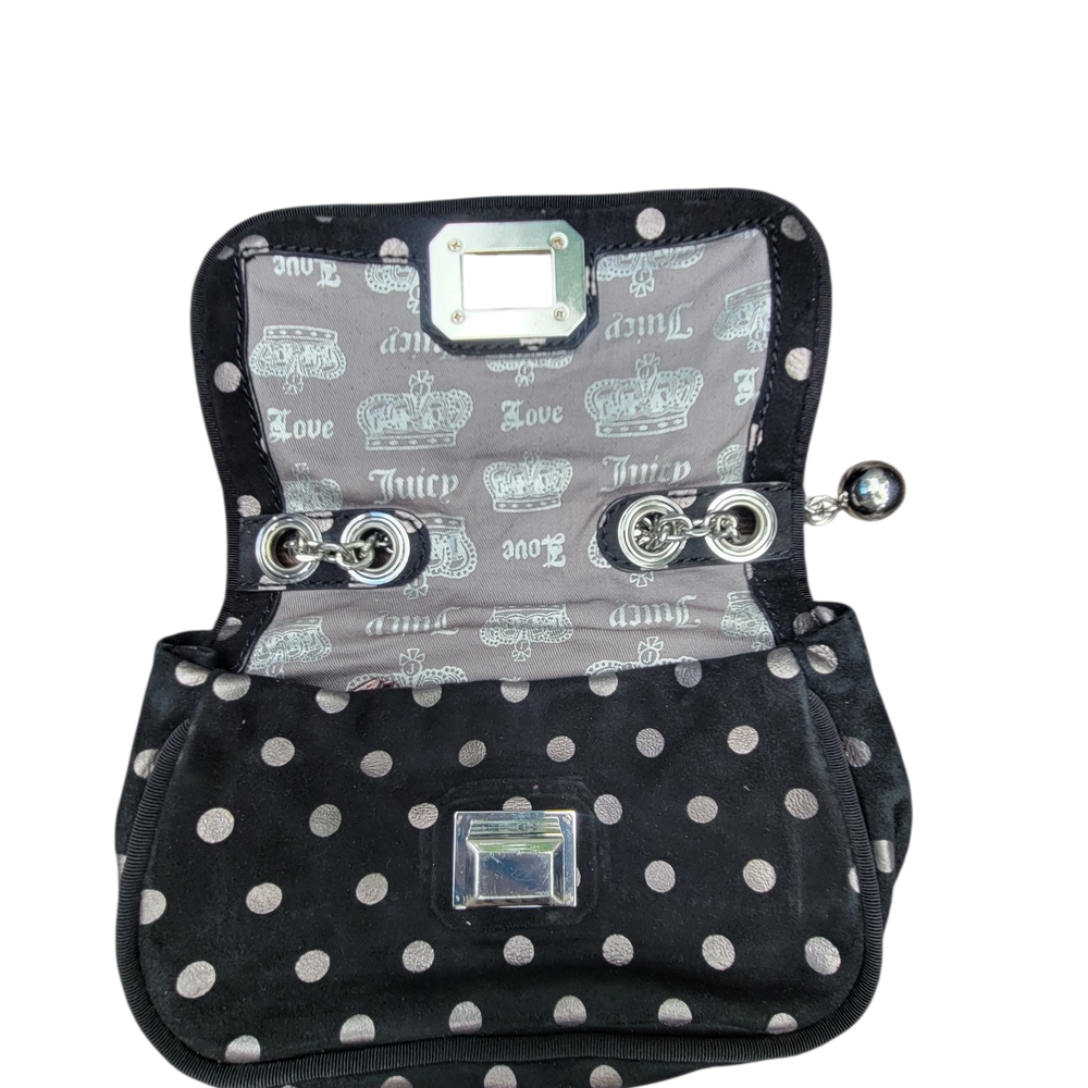 Juicy Couture Black and Gray Polka Dot Clutch